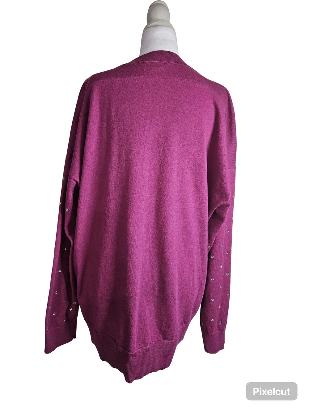 Michael Kors Magenta Pearl-Trim Crewneck Sweater - Picture 2 of 7